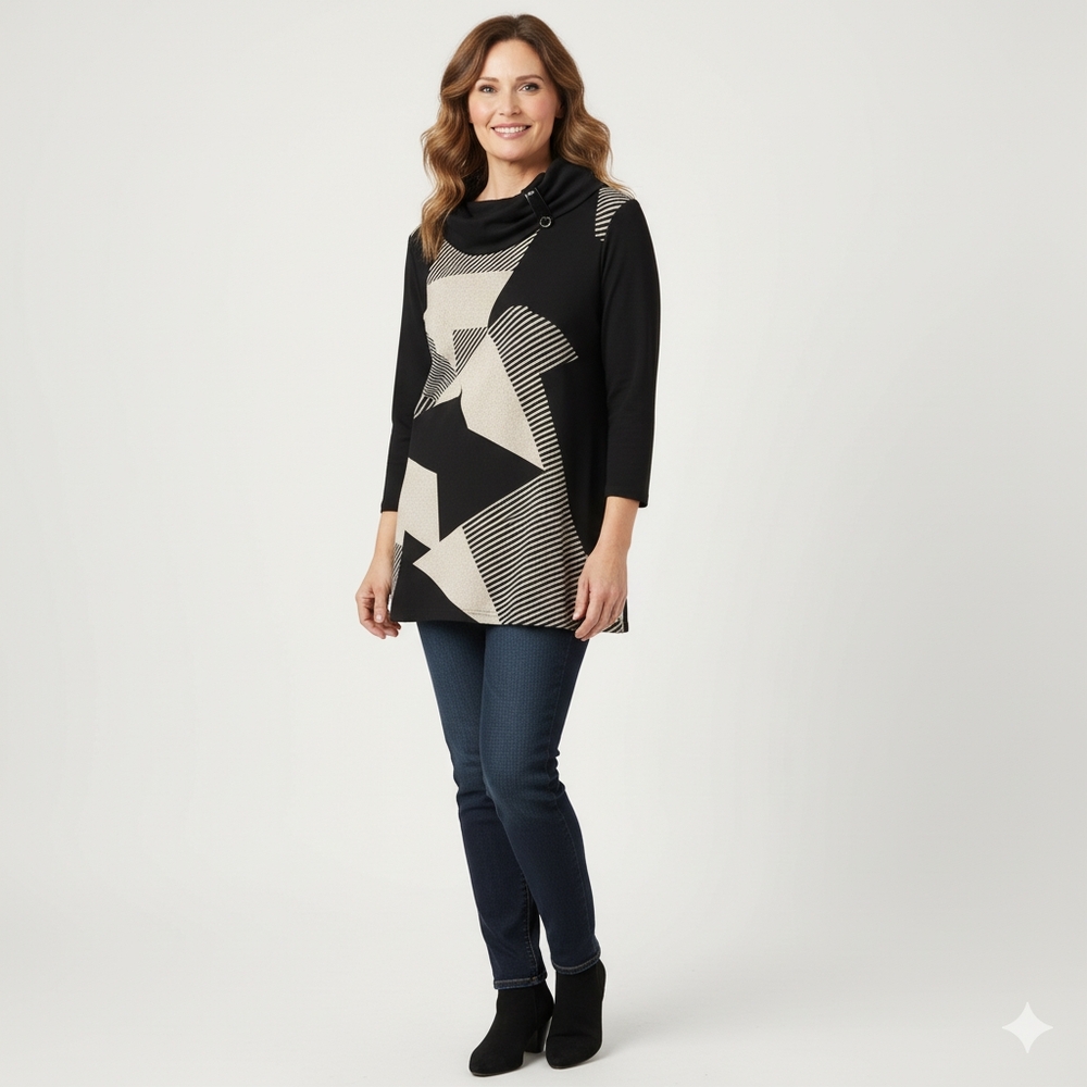 Marie Claire three tone turtleneck sweater